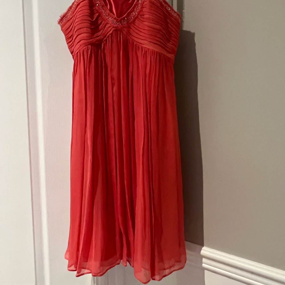 BCBG SALMON COLOR SILK FLOWY DRESS
